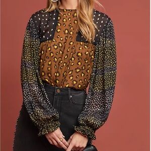 Antrophology Bl-nk Miranda Peasant Blouse